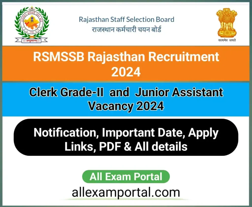 Rajasthan RSSB LDC Junior Assistant Vacancy 2024