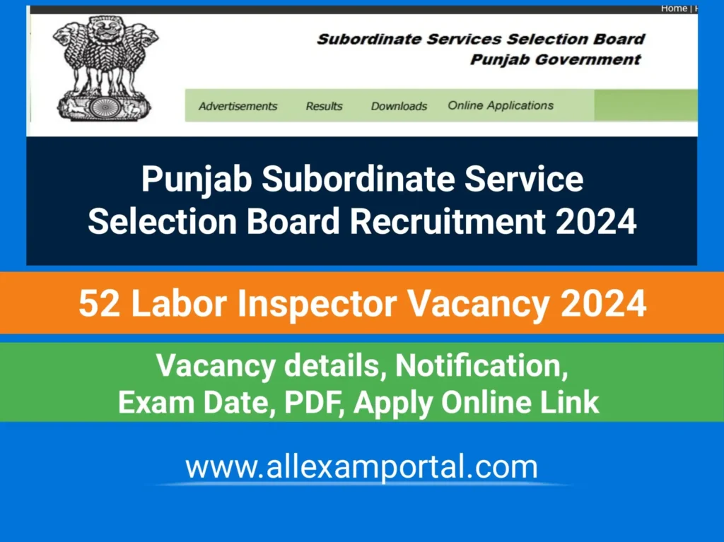 Punjab PSSSB Labor Inspector Recruitment 2024