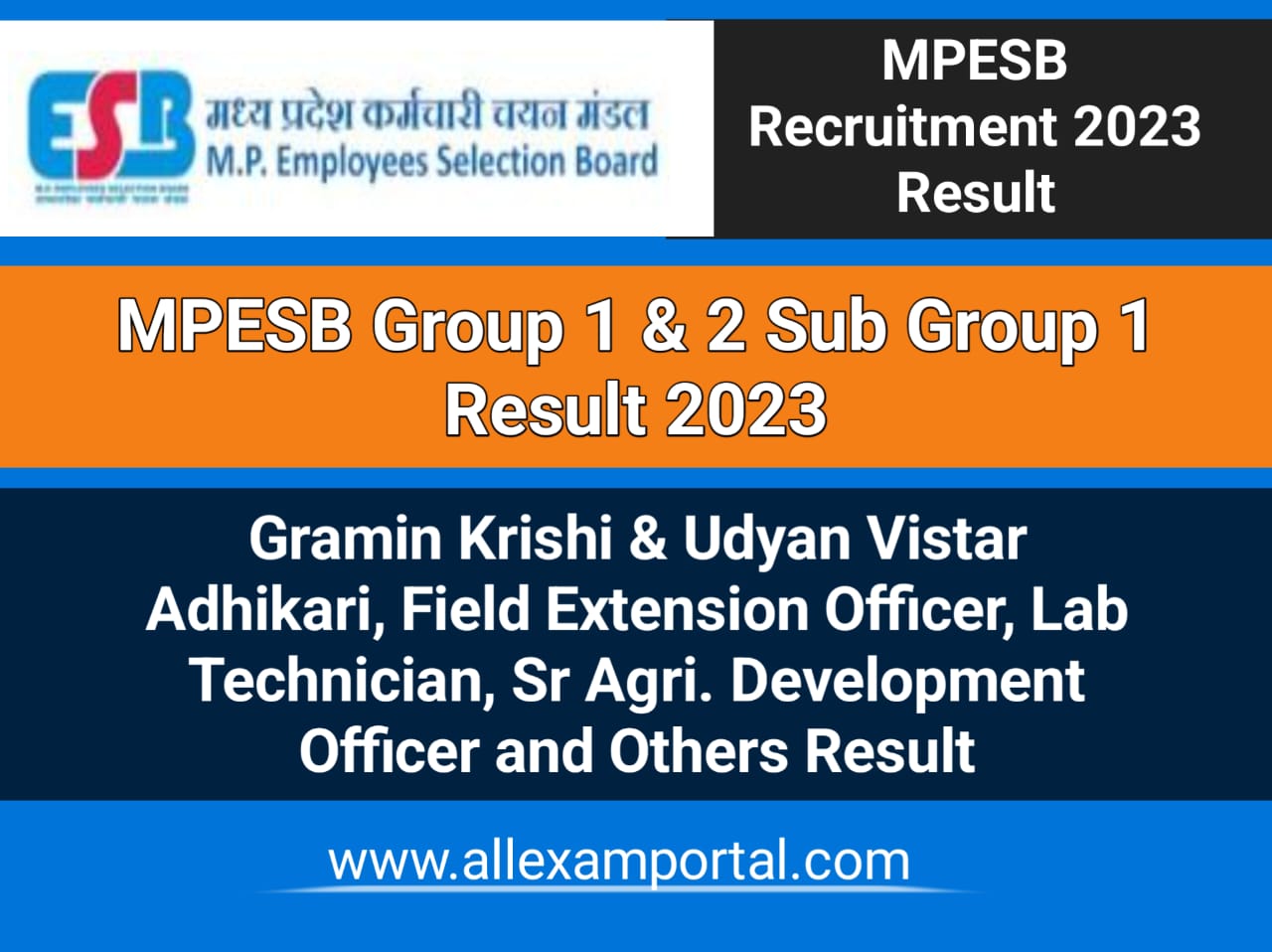 You are currently viewing MP ESB Result 2023 MP ESB Group 1 – 2 Sub Group 1 Result 2023