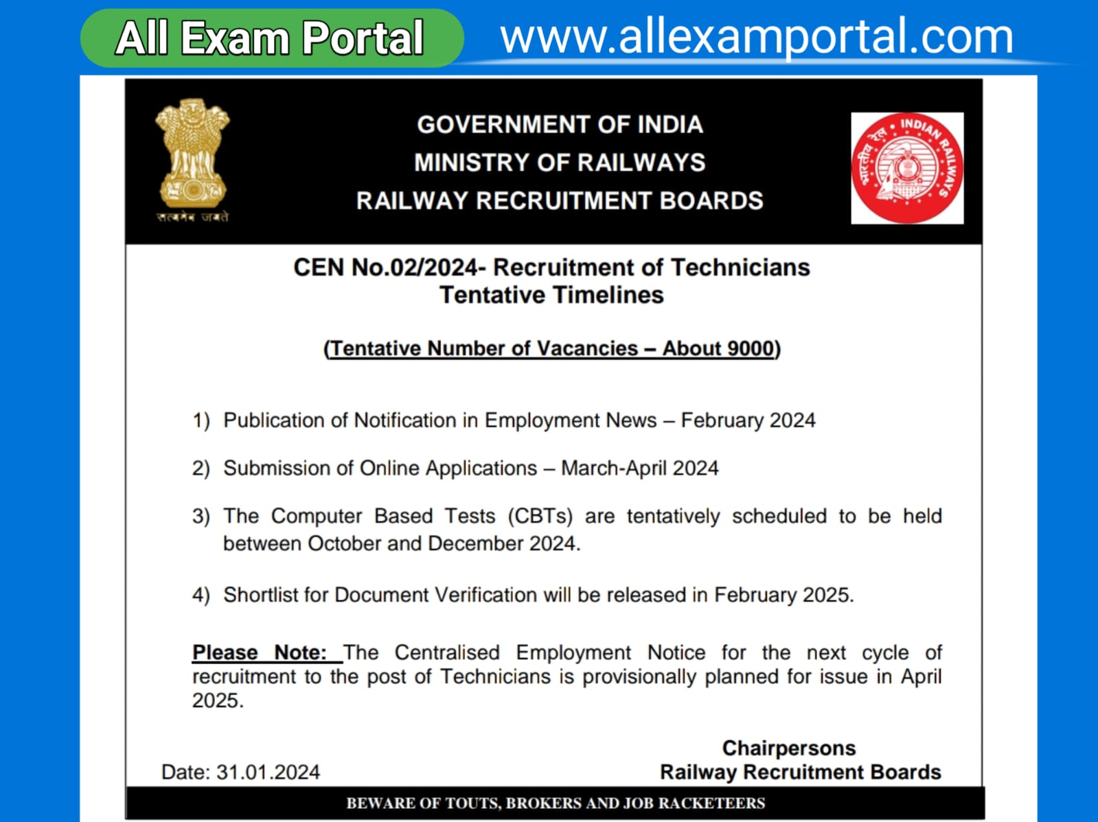 You are currently viewing Railway Technician Vacancy 2024 | 9144 RRB Technician Recruitment 2024 Apply Online