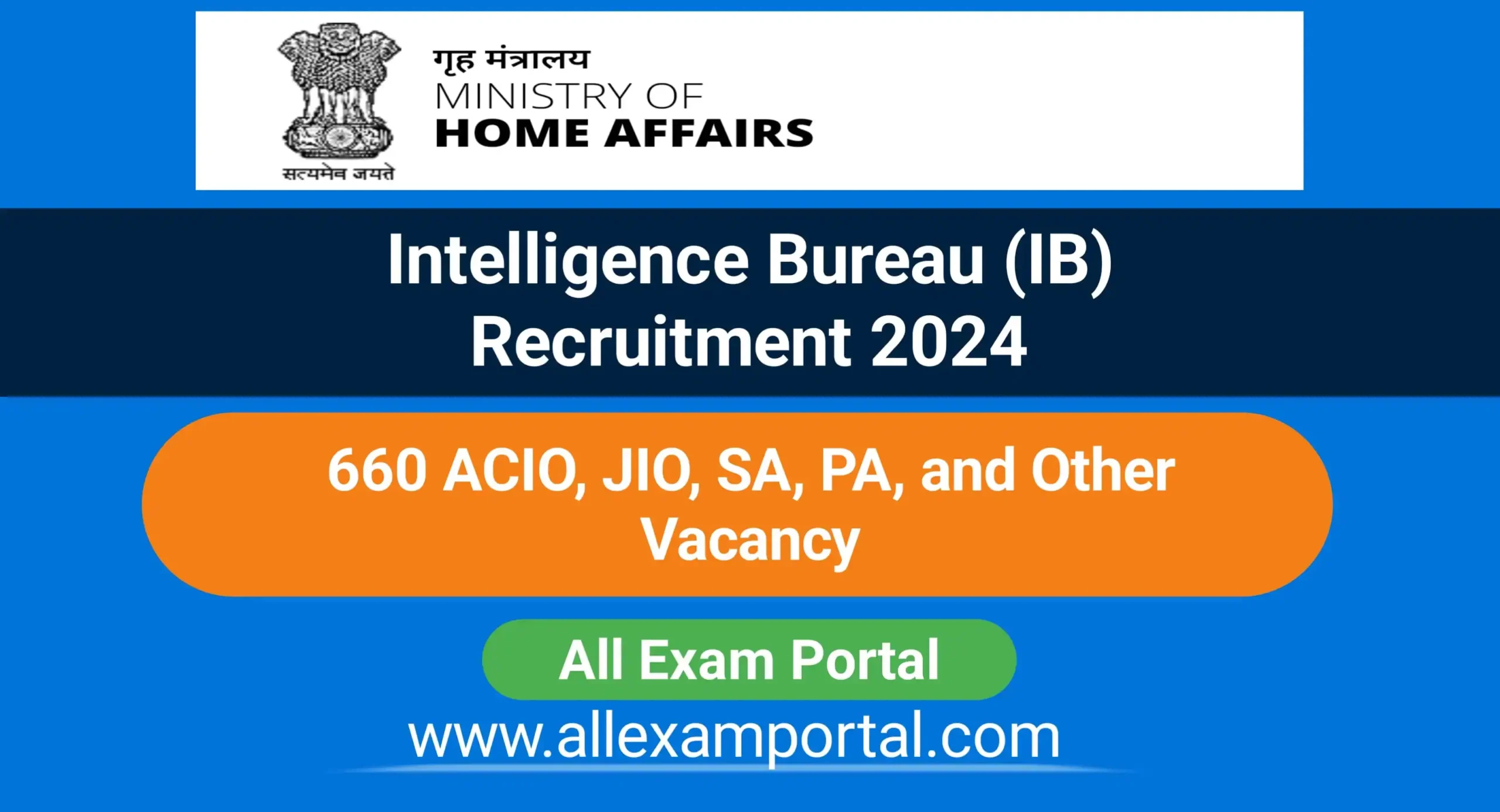 You are currently viewing Intelligence Bureau IB ACIO JIO SA PA Recruitment 2024 for 660 Post